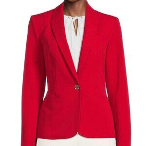Tommy Hilfiger Women Striped Roll Cuff Blazer jacket Red Christmas Size 12 M NEW